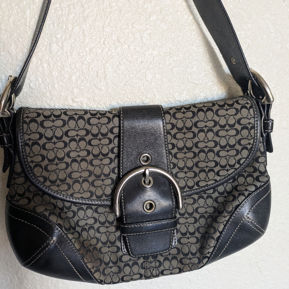 Coach Vintage Black and Gray Soho Jacquard Canvas Bag